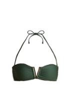 Matchesfashion.com Heidi Klein - Polynesia V Bar Ribbed Bikini Top - Womens - Dark Green