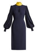 Matchesfashion.com Roksanda - Ilexa Puff Sleeved Crepe Midi Dress - Womens - Blue Multi