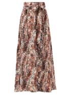 Matchesfashion.com Melissa Odabash - Elsa High-rise Snake-print Poplin Skirt - Womens - Brown Print