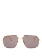 Matchesfashion.com Cartier Eyewear - Bronze Aviator Metal Sunglasses - Mens - Grey