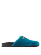 Matchesfashion.com Gucci - New River Velvet Loafers - Womens - Blue