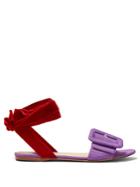Attico Jole Buckle-strap Velvet-tie Flat Sandals