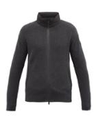 Matchesfashion.com Moncler - Packable-hood Ribbed Cotton Cardigan - Mens - Dark Grey