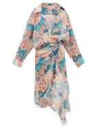 Matchesfashion.com Dodo Bar Or - Vivi Floral-print Waterfall-wrap Cotton Dress - Womens - Cream Print