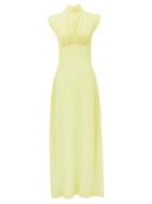 Matchesfashion.com Emilia Wickstead - Everly Gathered Seersucker Dress - Womens - Light Yellow