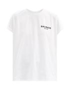 Matchesfashion.com Balmain - Flocked-logo Cotton-jersey T-shirt - Womens - White Black