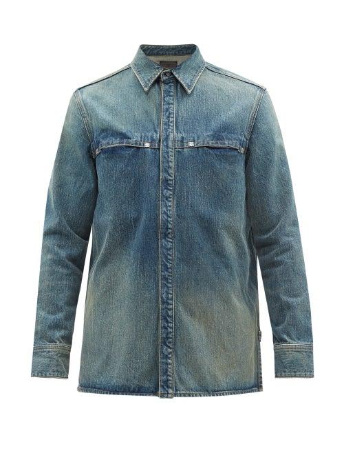 Givenchy - 4g-plaque Denim Shirt - Mens - Blue