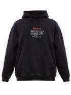 Matchesfashion.com Vetements - Warning Print Jersey Hooded Sweatshirt - Mens - Black