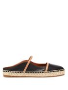 Matchesfashion.com Malone Souliers - Sienna Waved Edge Leather Espadrilles - Womens - Black Nude