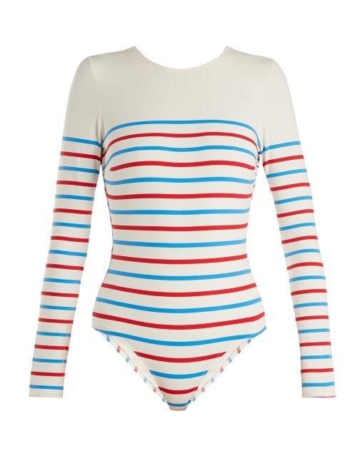 Matchesfashion.com Solid & Striped - The Margon Long Sleeved Swimsuit - Womens - Multi Stripe