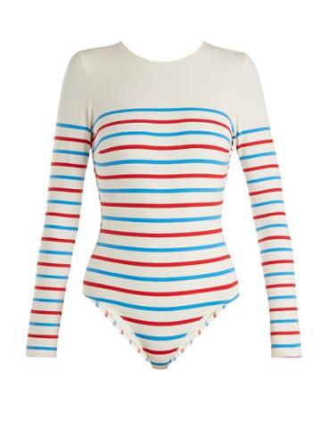 Matchesfashion.com Solid & Striped - The Margon Long Sleeved Swimsuit - Womens - Multi Stripe