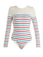 Matchesfashion.com Solid & Striped - The Margon Long Sleeved Swimsuit - Womens - Multi Stripe