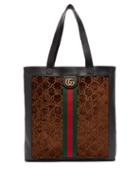Matchesfashion.com Gucci - Ophidia Web Stripe Leather & Velvet Tote Bag - Mens - Brown Multi