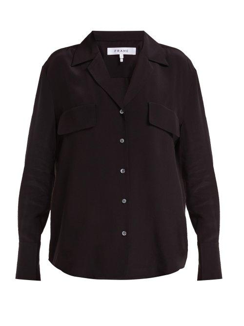 Matchesfashion.com Frame - Chest Pocket Silk Shirt - Womens - Black