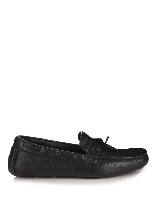 Bottega Veneta Intrecciato Leather Driving Shoes