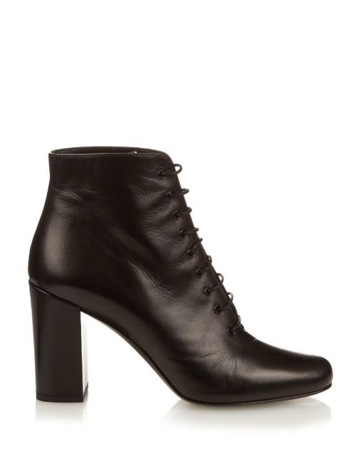 Saint Laurent Lace-up Leather Ankle Boots