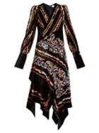 Matchesfashion.com Peter Pilotto - Scarf Graphic Print Velvet Dress - Womens - Navy Print