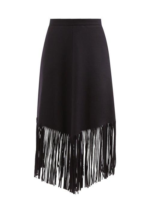 Officine Gnrale - Camelia Fringed-hem Felted Wool-blend Skirt - Womens - Navy