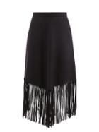 Officine Gnrale - Camelia Fringed-hem Felted Wool-blend Skirt - Womens - Navy