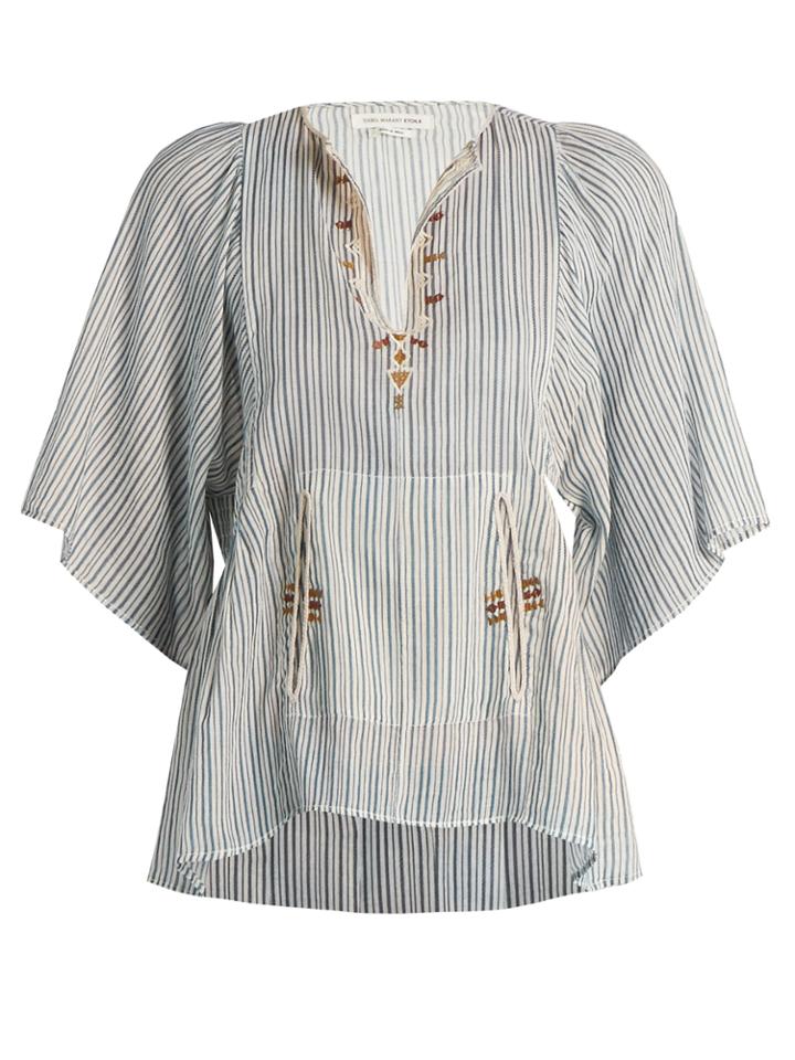 Isabel Marant Étoile Joy Embroidered Striped Cotton Top
