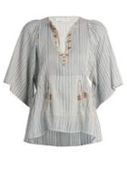 Isabel Marant Étoile Joy Embroidered Striped Cotton Top