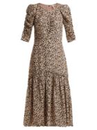 Matchesfashion.com Rebecca Taylor - Leopard Print Ruched Silk Dress - Womens - Animal