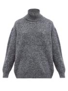 Matchesfashion.com Queene And Belle - Charley Marled Lambswool Roll Neck Sweater - Womens - Navy Multi