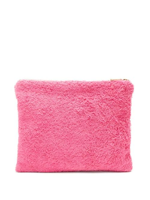 Matchesfashion.com Kilometre Paris - Zipped Cotton-terry Pouch - Womens - Pink Multi