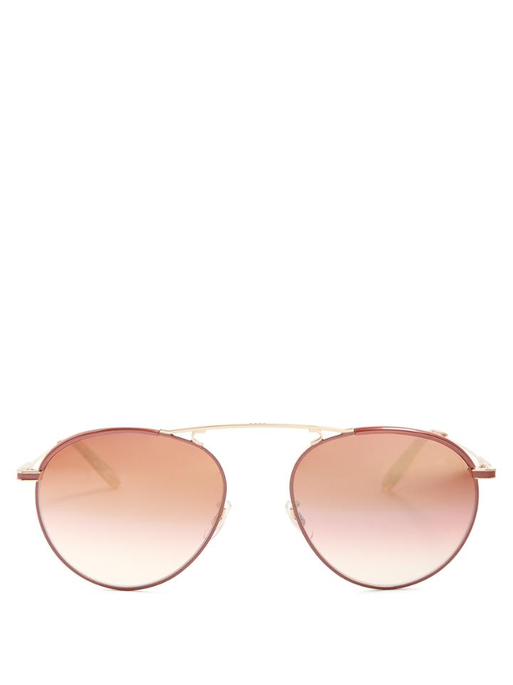 Garrett Leight Innes 55 Aviator Metal Sunglasses