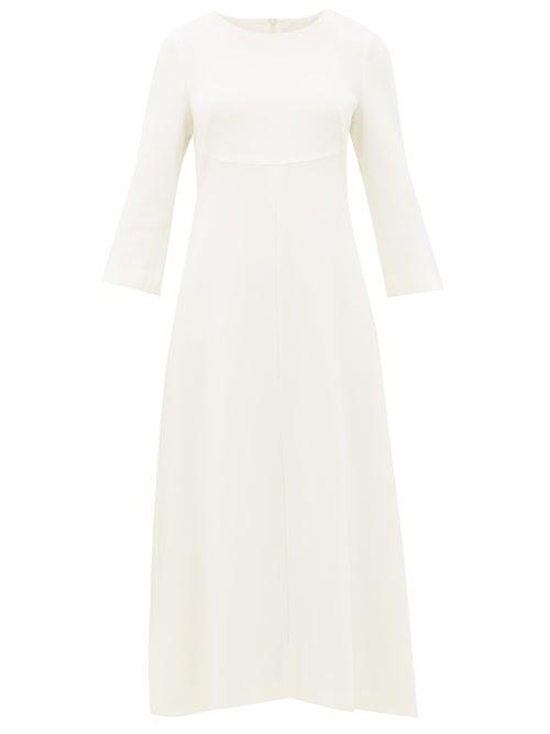 Matchesfashion.com Goat - Happy Wool Crepe Midi Dress - Womens - Ivory