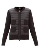 Matchesfashion.com Moncler - Tricot Patch-pocket Down-panelled Wool Cardigan - Womens - Black