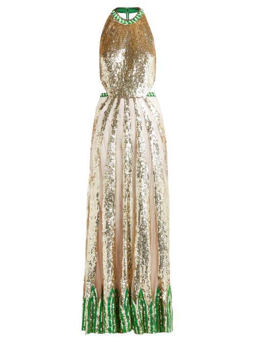 Matchesfashion.com Temperley London - Sycamore Sequinned Maxi Dress - Womens - Green Multi