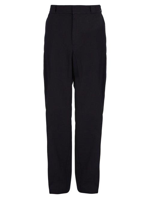 Matchesfashion.com Prada - Logo Embellished Relaxed Fit Cotton Trousers - Mens - Navy