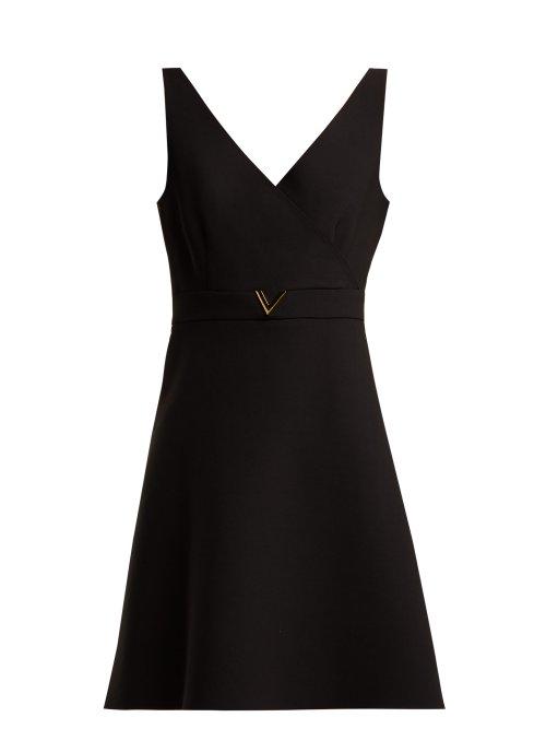 Matchesfashion.com Valentino - V Belt Wool Blend Mini Dress - Womens - Black