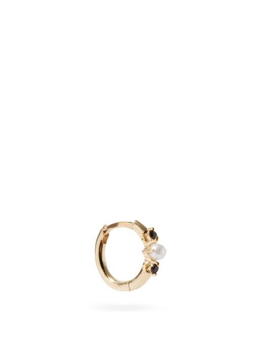 Matchesfashion.com Otiumberg - Onyx, Pearl & 9kt Gold Single Hoop Earring - Womens - Pearl