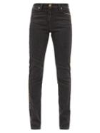 Ladies Rtw Versace - Renaissance-piped Slim-leg Jeans - Womens - Black