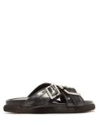 Acne Studios - Buckled Leather Flat Sandals - Womens - Grey