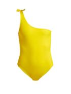 Matchesfashion.com Bower - White Horse One Shoulder Swimsuit - Womens - Yellow