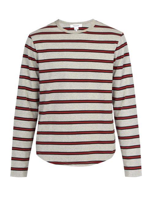 Matchesfashion.com Frame - Long Sleeved Cotton T Shirt - Mens - Grey Multi