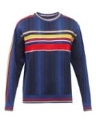 Ahluwalia - Chevron-knit Merino Wool Sweater - Mens - Blue