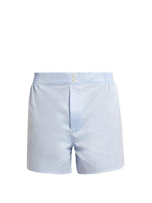 Matchesfashion.com Hamilton And Hare - Cotton Boxer Shorts - Mens - Light Blue