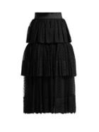 Matchesfashion.com Dolce & Gabbana - Tiered Tulle And Lace Midi Skirt - Womens - Black