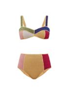 Matchesfashion.com Osree - Lumiere High-rise Colour-block Metallic Bikini - Womens - Multi