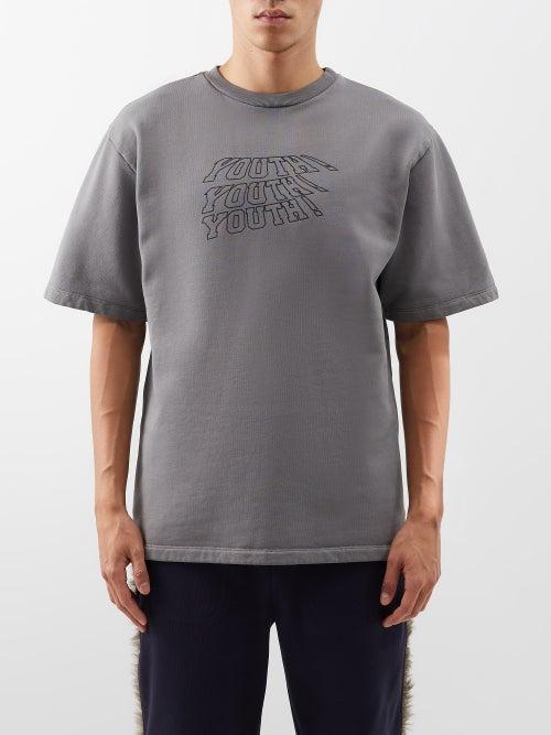 Liberal Youth Ministry - Youth! Youth! Youth-print Cotton-jersey T-shirt - Mens - Grey