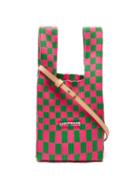 Lastframe - Mini Ichimatsu-check Ribbed-knit Cross-body Bag - Womens - Green Multi