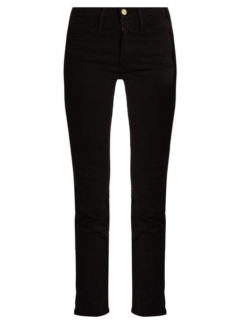 Matchesfashion.com Frame - Le High Straight Leg Cropped Jeans - Womens - Black
