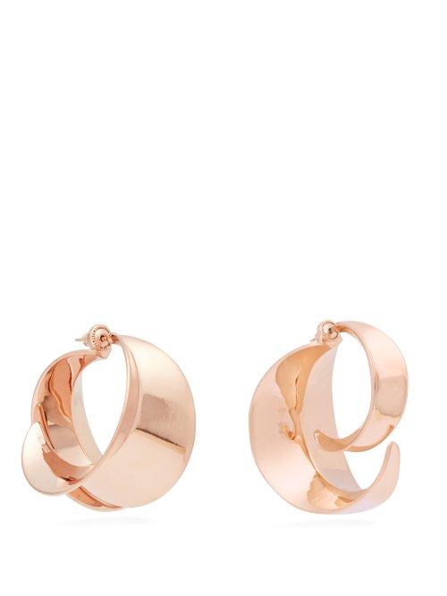 Matchesfashion.com Ryan Storer - Sansevieria Sculpted Hoop Earrings - Womens - Rose Gold