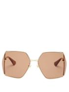 Ladies Accessories Gucci - Oversized Square Metal Sunglasses - Womens - Gold