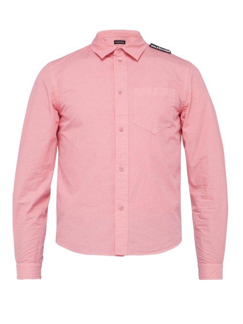 Matchesfashion.com Balenciaga - Logo Tab Shrunken Cotton Shirt - Mens - Pink