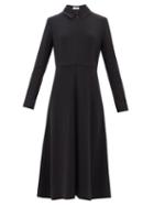Co - Gathered Jersey Shirt Dress - Womens - Black